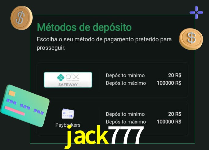 O cassino jack777 oferece uma grande variedade de métodos de pagamento